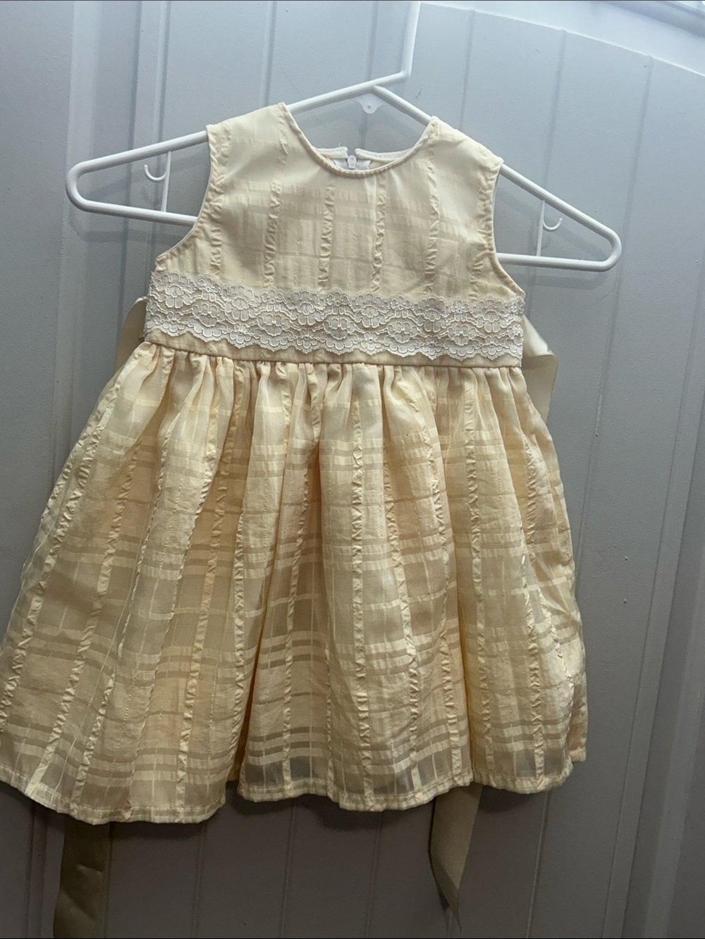 Girls Cream Lace Waist Party Dress